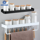 White / Black Kitchen Storage Rack Shelf Spice Bottle Rack Space Aluminum Multi-function Shelf Towel Bar Hook