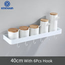 White / Black Kitchen Storage Rack Shelf Spice Bottle Rack Space Aluminum Multi-function Shelf Towel Bar Hook