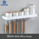 White / Black Kitchen Storage Rack Shelf Spice Bottle Rack Space Aluminum Multi-function Shelf Towel Bar Hook
