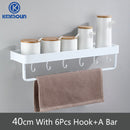 White / Black Kitchen Storage Rack Shelf Spice Bottle Rack Space Aluminum Multi-function Shelf Towel Bar Hook