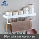 White / Black Kitchen Storage Rack Shelf Spice Bottle Rack Space Aluminum Multi-function Shelf Towel Bar Hook