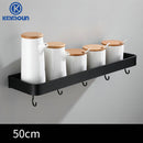 White / Black Kitchen Storage Rack Shelf Spice Bottle Rack Space Aluminum Multi-function Shelf Towel Bar Hook