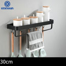 White / Black Kitchen Storage Rack Shelf Spice Bottle Rack Space Aluminum Multi-function Shelf Towel Bar Hook