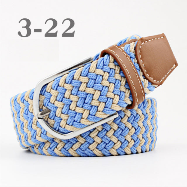 ZLD 60 Colors Female Casual Knitted Pin Buckle Men Belt Woven Canvas Elastic Expandable Braided Stretch Belts For Women Jeans