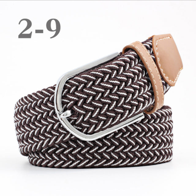 ZLD 60 Colors Female Casual Knitted Pin Buckle Men Belt Woven Canvas Elastic Expandable Braided Stretch Belts For Women Jeans