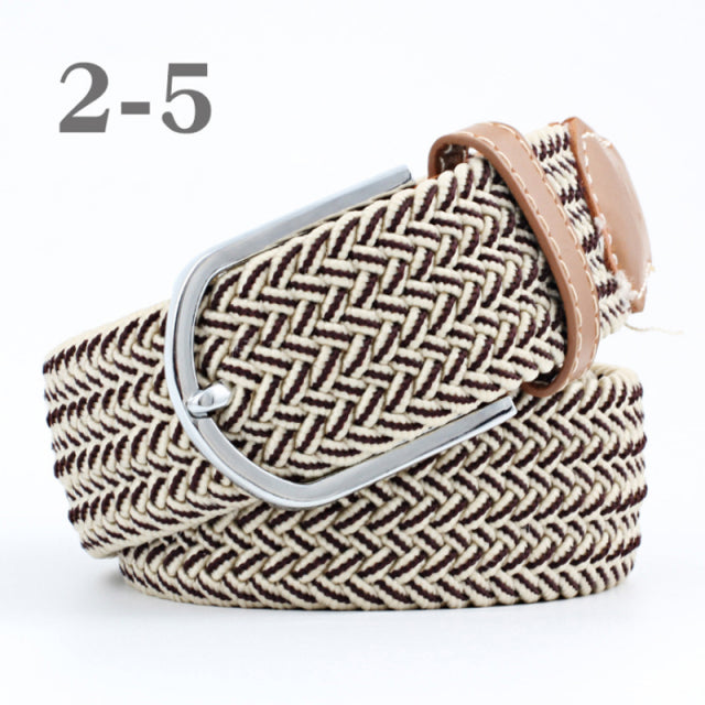 ZLD 60 Colors Female Casual Knitted Pin Buckle Men Belt Woven Canvas Elastic Expandable Braided Stretch Belts For Women Jeans