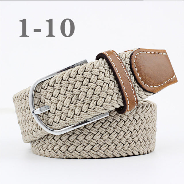 ZLD 60 Colors Female Casual Knitted Pin Buckle Men Belt Woven Canvas Elastic Expandable Braided Stretch Belts For Women Jeans