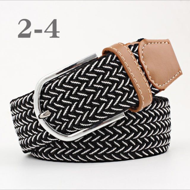 ZLD 60 Colors Female Casual Knitted Pin Buckle Men Belt Woven Canvas Elastic Expandable Braided Stretch Belts For Women Jeans