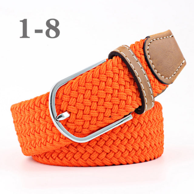 ZLD 60 Colors Female Casual Knitted Pin Buckle Men Belt Woven Canvas Elastic Expandable Braided Stretch Belts For Women Jeans