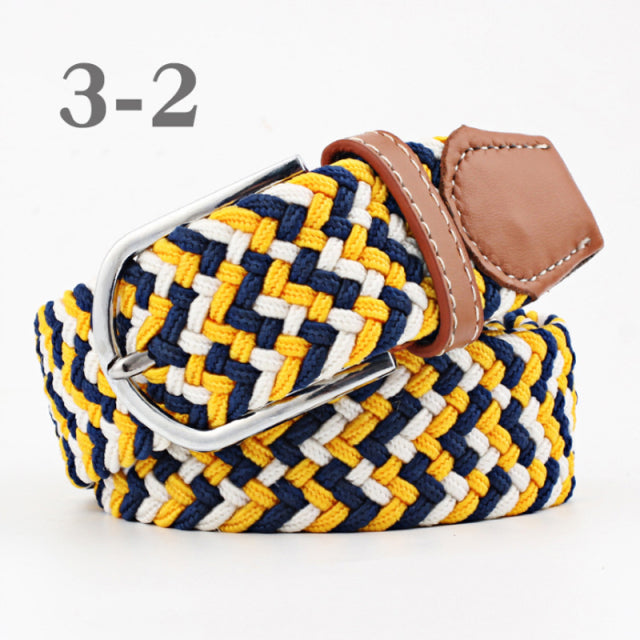 ZLD 60 Colors Female Casual Knitted Pin Buckle Men Belt Woven Canvas Elastic Expandable Braided Stretch Belts For Women Jeans