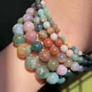 Cuentas de piedra Natural 4-10mm aguamarinas Lava ópalo rosa cuarzos ojo de tigre piedra lunar cuentas redondas para fabricación de joyería Diy pulsera