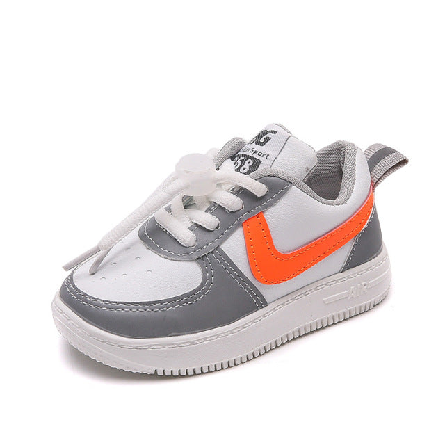 Size 21-30 New Children Sneakers For Girls And Boys Casual Shoes Breathable Pu  Kids Sports Shoes Child Flats Unisex White Shoes