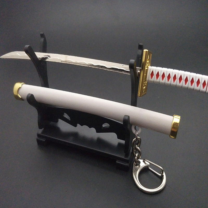 LLavero de Anime Roronoa Zoro espada samurái llavero de Metal vaina llavero Katana hebilla llavero Unisex joyería regalos