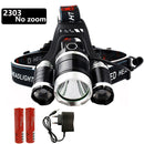 Powerful 3 led Headlamp XM T6 Zoomable Rechargeable Head Lamp Flashlight Waterproof headlight Fishing lantern Russian Warehouse