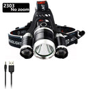 Powerful 3 led Headlamp XM T6 Zoomable Rechargeable Head Lamp Flashlight Waterproof headlight Fishing lantern Russian Warehouse