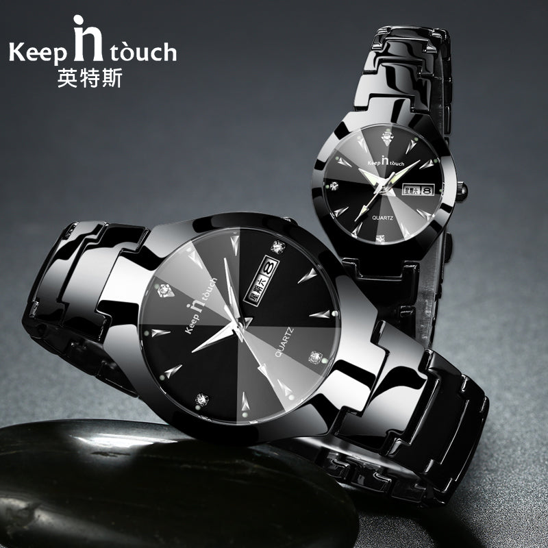 Couple Watches For Lovers 2021 Fashion Quartz Watches Men Women Waterproof Week Calendar Wristwatch Lovers Watch Stainless Steel