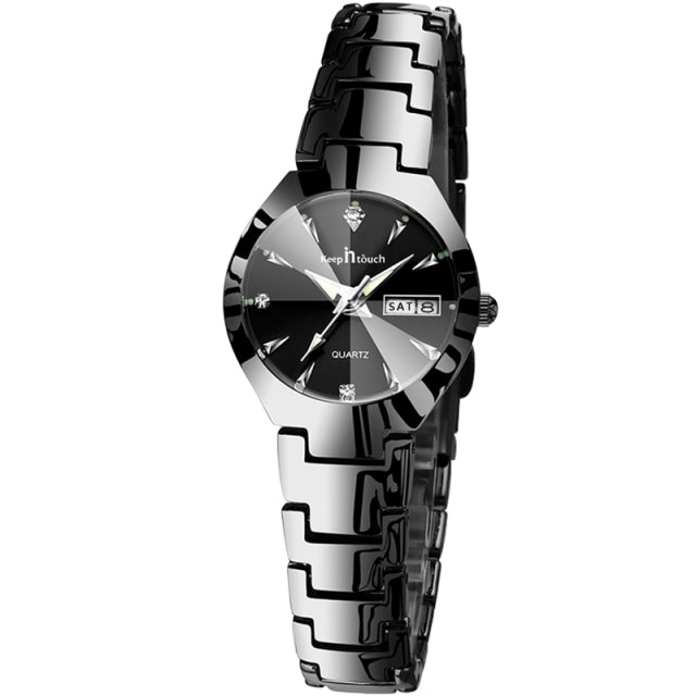 Couple Watches For Lovers 2021 Fashion Quartz Watches Men Women Waterproof Week Calendar Wristwatch Lovers Watch Stainless Steel
