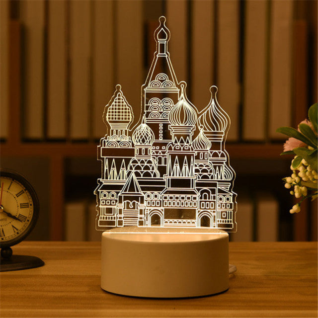 Lámpara 3D de acrílico con USB, luces LED nocturnas, lámpara de señal de neón, adornos navideños para el hogar, dormitorio, decoración de cumpleaños, regalos de boda