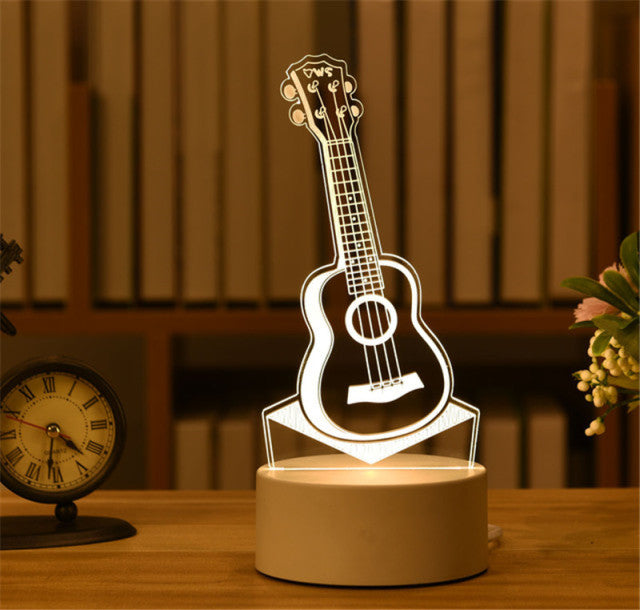 Lámpara 3D de acrílico con USB, luces LED nocturnas, lámpara de señal de neón, adornos navideños para el hogar, dormitorio, decoración de cumpleaños, regalos de boda