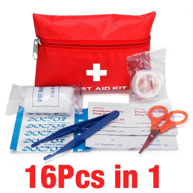 16 Uds-300 Uds. Botiquín de primeros auxilios portátil, bolsa de supervivencia, Mini bolsa de emergencia para coche, hogar, Picnic, Camping, viajes al aire libre