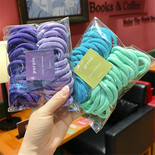 50 Teile / satz Frauen Mädchen 4 CM 2 CM Bunte Nylon Elastische Haarbänder Pferdeschwanz Halter Gummibänder Scrunchie Headwear Haarschmuck