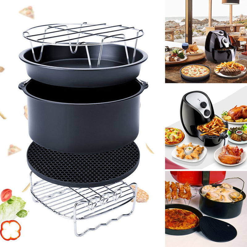 5-Set High Quality Air Fryer Accessories for Gowise Phillips Cozyna Fit 3.7-5.8QT Cake Barrel Pan Rack Mat Kit