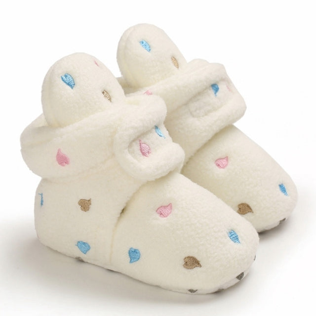 Reizende Baby-Mädchen-warme Schuhe lieben Baumwollbeiläufige Schuh-weiche untere Frist-gehende Schuhe 0-18M