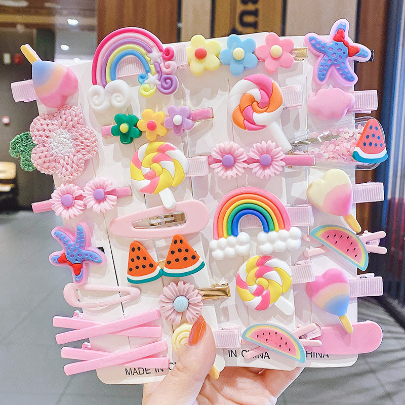 14Pcs/Set Kids Cute Hair Accessorices New Korean children Hairclips Sweet Color Hot Sale Girls Hairdresses For Gifts Hairpins