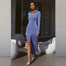 CNYISHE, otoño 2021, vestidos Maxi de manga larga con botones y cuello vuelto, vestido dividido de Color puro, ropa de calle, cárdigan, camisa, vestido, bata