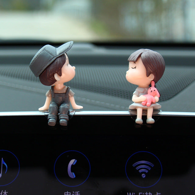 Figuras de acción de parejas de dibujos animados para decoración de coche, figuritas, adorno de globo, accesorios para salpicadero Interior de coche, regalos para niñas