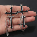 Fashion Punk Black Cross Drop Earrings For Teens Vintage Rock Pride Long Chain Butterfly Ear Cuffs Women Earrings Girls Jewelry