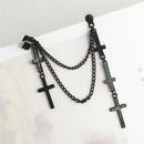 Fashion Punk Black Cross Drop Earrings For Teens Vintage Rock Pride Long Chain Butterfly Ear Cuffs Women Earrings Girls Jewelry