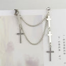 Fashion Punk Black Cross Drop Earrings For Teens Vintage Rock Pride Long Chain Butterfly Ear Cuffs Women Earrings Girls Jewelry