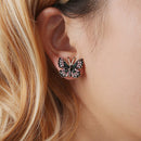 Fashion Punk Black Cross Drop Earrings For Teens Vintage Rock Pride Long Chain Butterfly Ear Cuffs Women Earrings Girls Jewelry