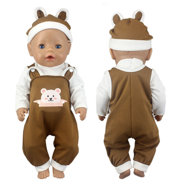 2021 New Fashion  Doll Jump Suits Fit For 43cm Baby Doll 17 Inch Reborn Baby Doll Clothes