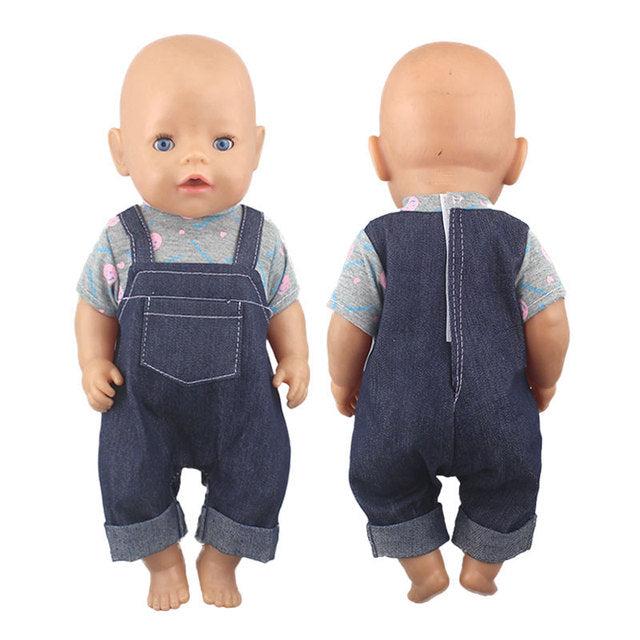 2021 New Fashion  Doll Jump Suits Fit For 43cm Baby Doll 17 Inch Reborn Baby Doll Clothes