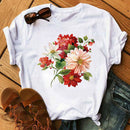 Mujer mariposa árbol estampado Harajuku verano camisetas Casual cuello redondo manga corta Top camiseta mujer negro camiseta Drop Ship