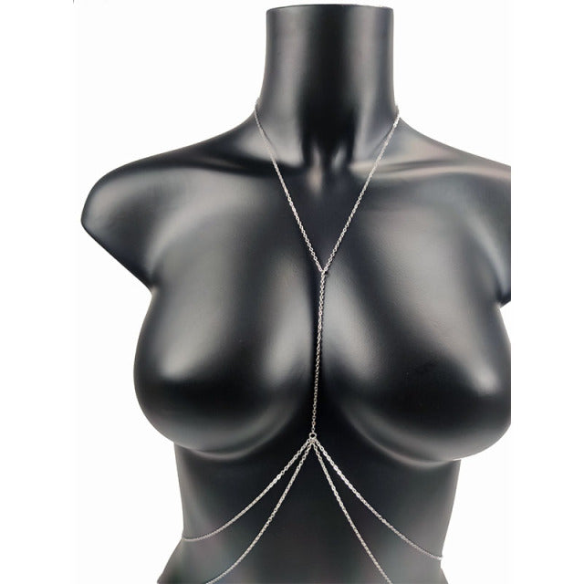 Körperschmuck Sexy Brustkette Bikini Bauchketten für Frauen Kreuz Taille Ketten Weiblicher Körper Anzug Mädchen Mode Strand Einfacher Luxus