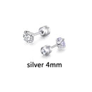 1 Pair 3-6mm Stud Earrings Set Hypoallergenic Double Round Cubic Zirconia Stainless Steel CZ Girls High Quality Women Earrings