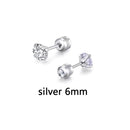 1 Pair 3-6mm Stud Earrings Set Hypoallergenic Double Round Cubic Zirconia Stainless Steel CZ Girls High Quality Women Earrings