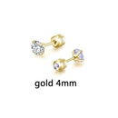 1 Pair 3-6mm Stud Earrings Set Hypoallergenic Double Round Cubic Zirconia Stainless Steel CZ Girls High Quality Women Earrings