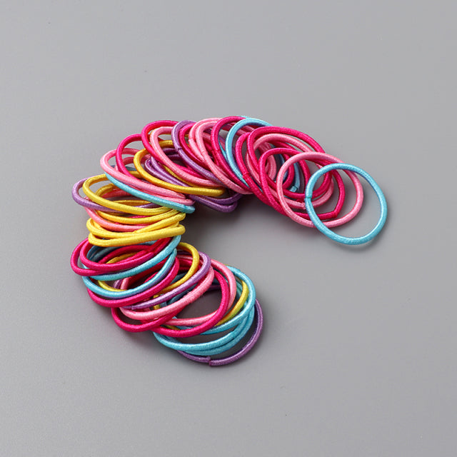 Neues Haar 100pcs/lot versieht Mädchen-Süßigkeit-Farben-elastisches Gummiband-Haarband-Kind-Baby-Stirnband Scrunchie-Haar-Zusätze für Haar mit einem Band