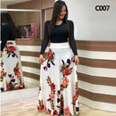 Ladies Summer Long Dress Printed Splicing Floral Banquet Round Neck Short Sleeve Tight Dress Elegant Sexy Woman Long Dress Xl