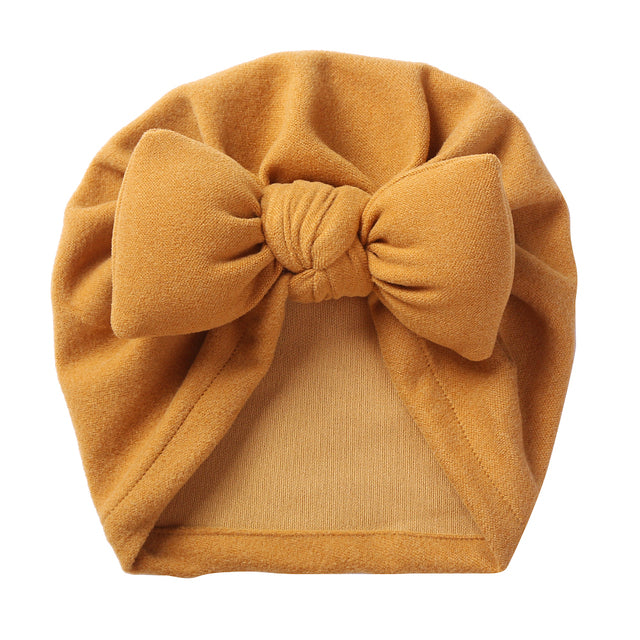 Boutique Faux Kaschmir Babymütze Warme Herbst Winter Mützen Solide Schleife Topknot Bonnet Infant Jungen Mädchen Caps New Turban Headwraps