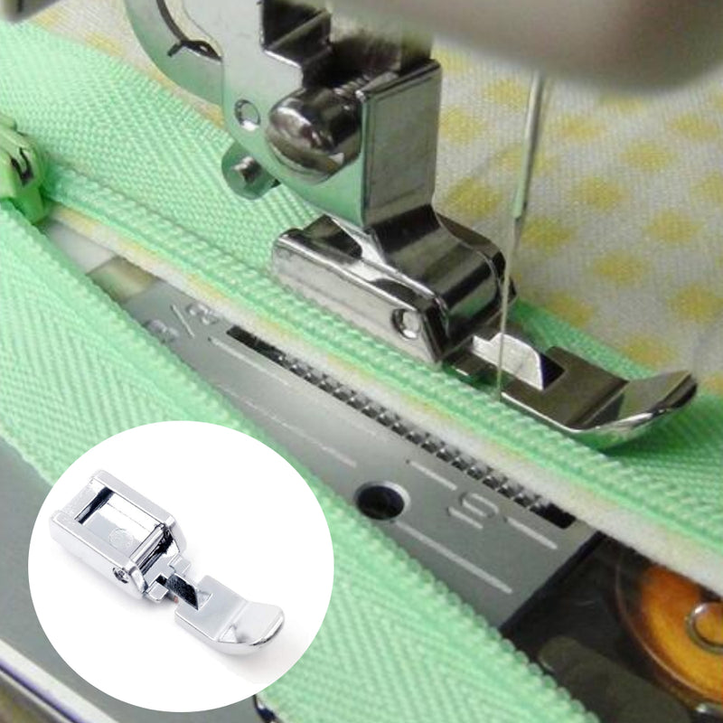 Prensatelas para máquina de coser con cremallera, pie estrecho izquierdo y derecho Compatible con accesorios de costura Singer Brother de vástago bajo