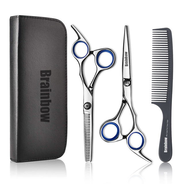 Brainbow, herramienta de corte y adelgazamiento de 6 pulgadas, tijeras para el cabello, tijeras de peluquería de salón de acero inoxidable, cuchillas de dientes planas regulares