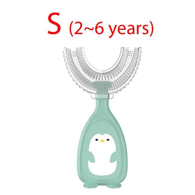 Cepillo de limpieza para el cuidado bucal de los dientes de los niños, cepillo de dientes para bebés, mordedor de silicona suave en forma de U de 360 ​​grados, cepillo de dientes para bebés recién nacidos