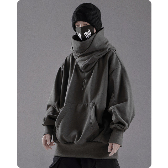 Herbst Winter Stehkragen Hoodie lose bequeme Herrenbekleidung Harajuku Hiphop Streetwear Fleece mit Kapuze übergroßes Sweatshirt