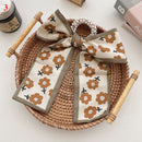 Korea Long Ribbon Pearls Hair Bands Bow Hair Scrunchies For Women Girls Summer Floral Print Pontail Hair Ties Hair Accessories