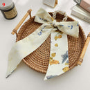 Korea Long Ribbon Pearls Hair Bands Bow Hair Scrunchies For Women Girls Summer Floral Print Pontail Hair Ties Hair Accessories